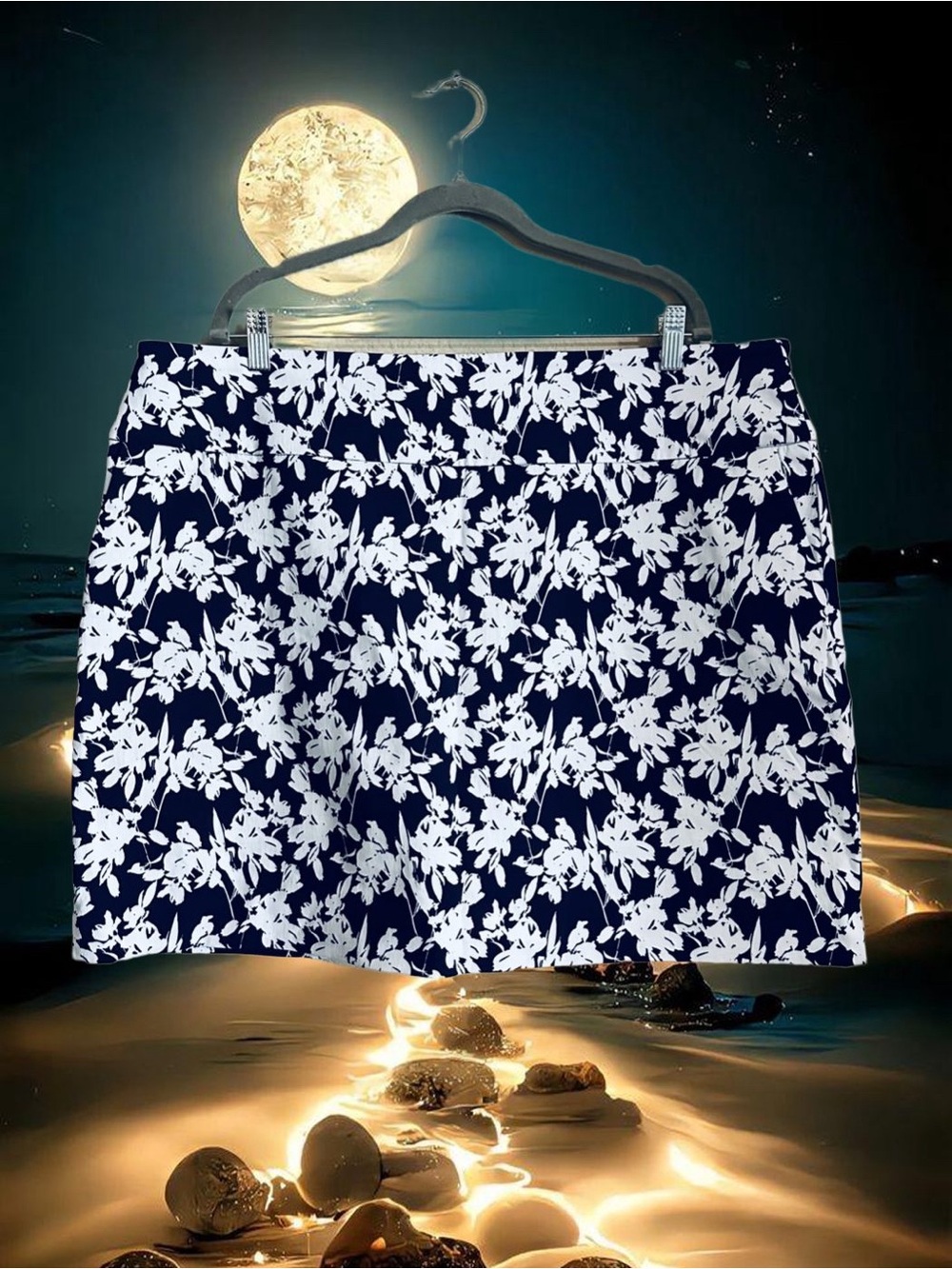 UP! Navy & White Floral Skort